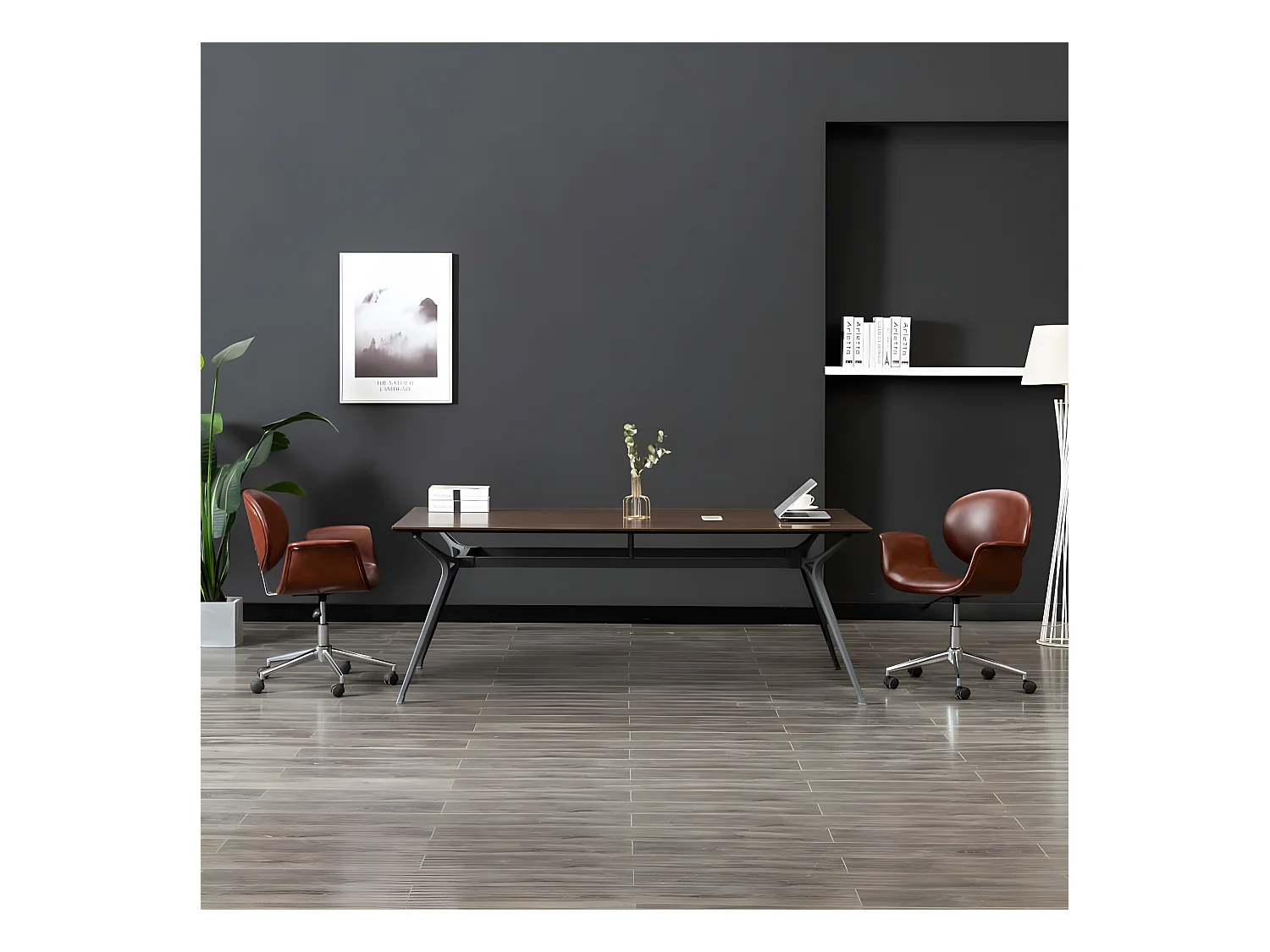 Chaise pivotante à manger Marron Similicuir