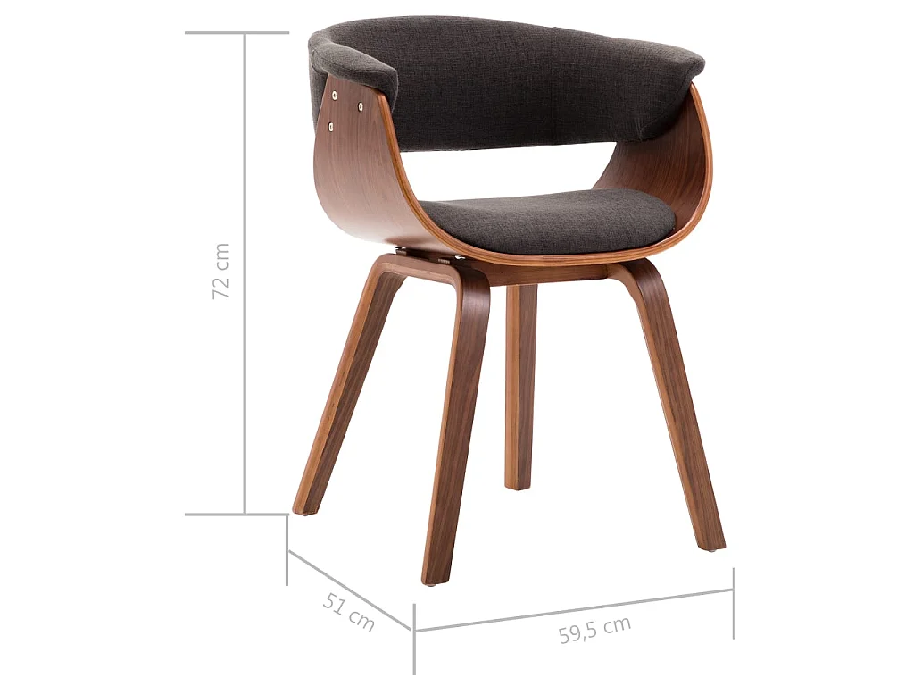 Silla de comedor madera curvada y tela gris
