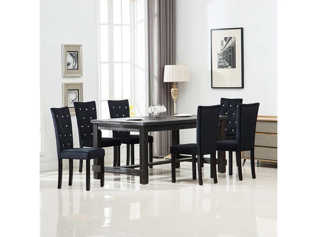Silla de comedor 6 unidades terciopelo negro