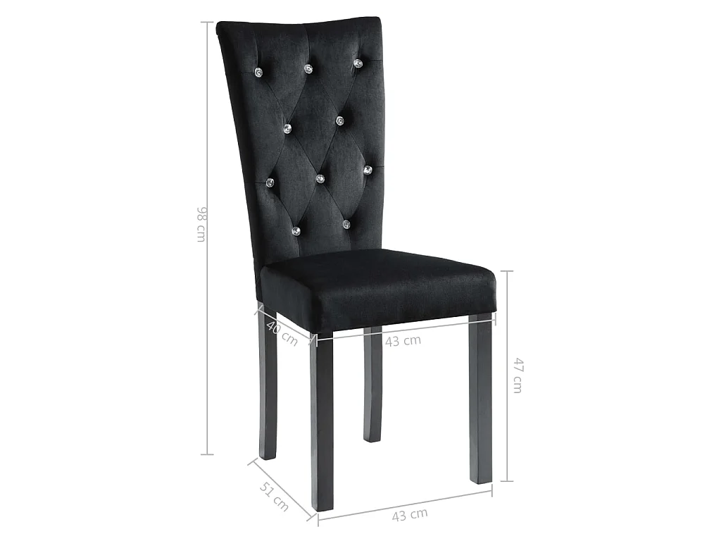 Silla de comedor 6 unidades terciopelo negro