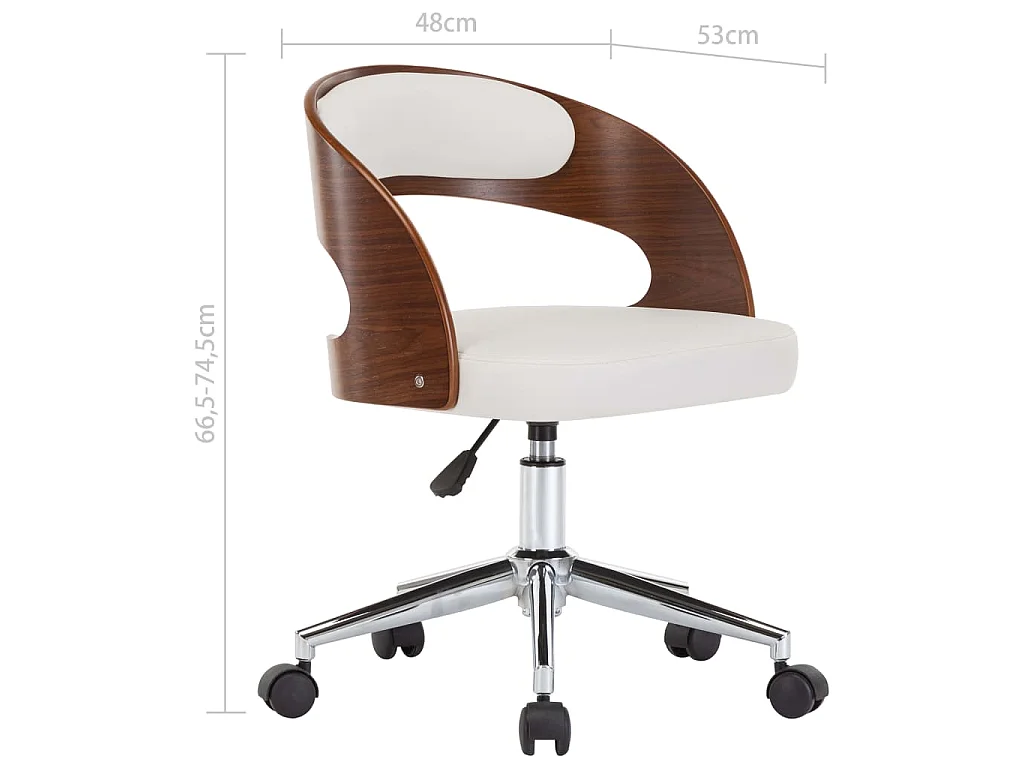 Silla comedor giratoria madera curvada cuero sintético blanco