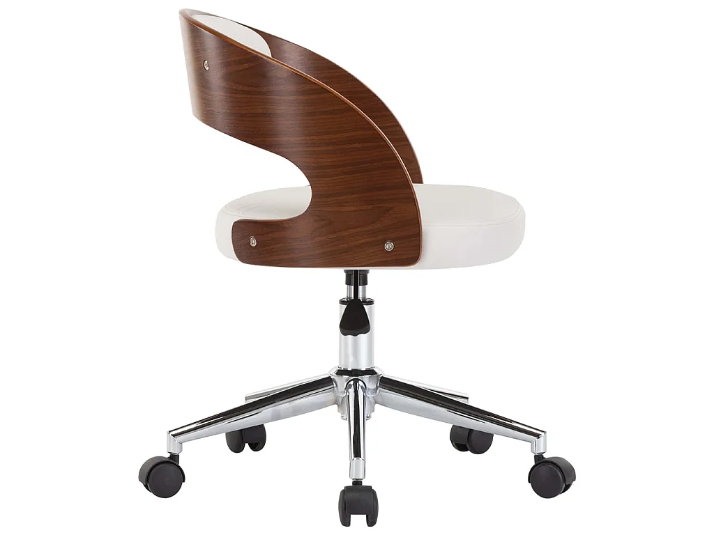 Silla comedor giratoria madera curvada cuero sintético blanco