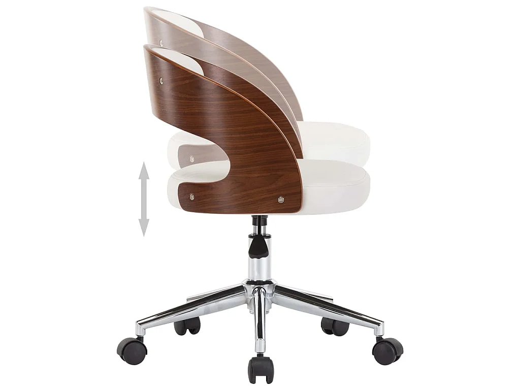 Silla comedor giratoria madera curvada cuero sintético blanco