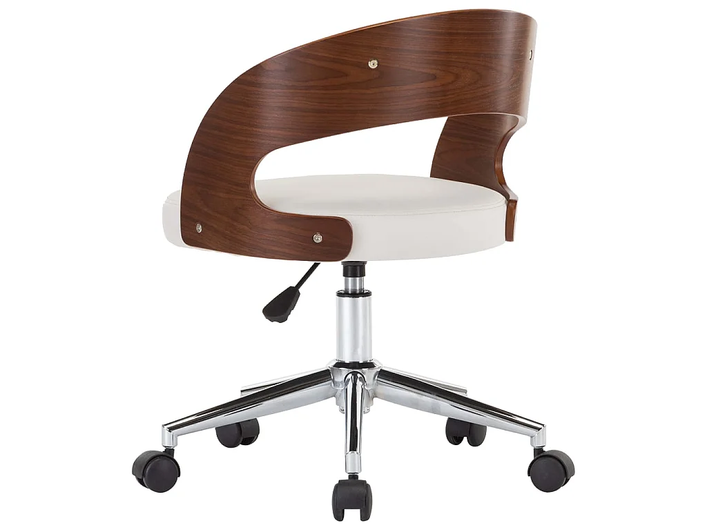 Silla comedor giratoria madera curvada cuero sintético blanco