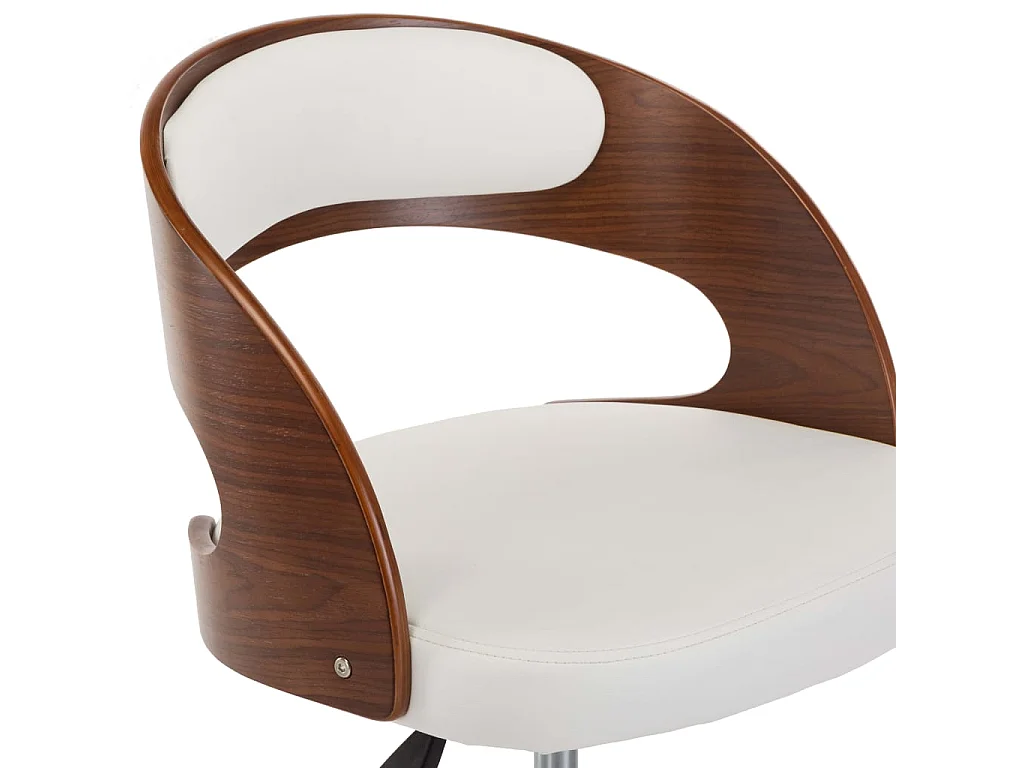 Silla comedor giratoria madera curvada cuero sintético blanco
