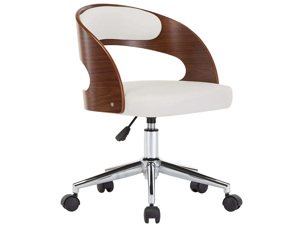 Silla comedor giratoria madera curvada cuero sintético blanco