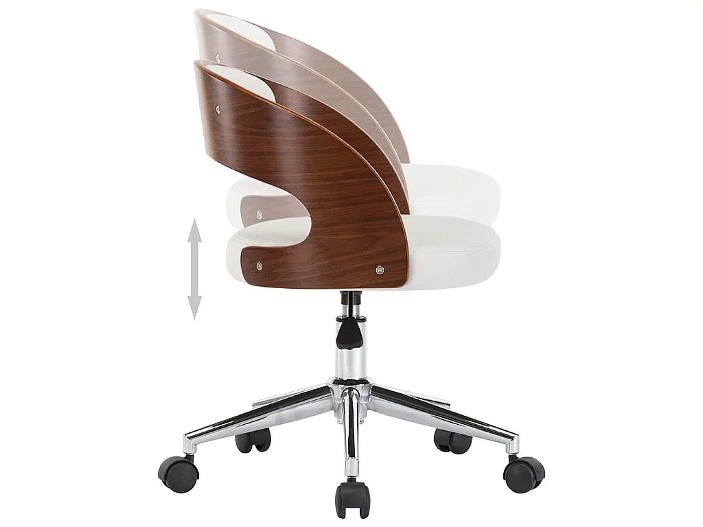 Silla comedor giratoria madera curvada cuero sintético blanco