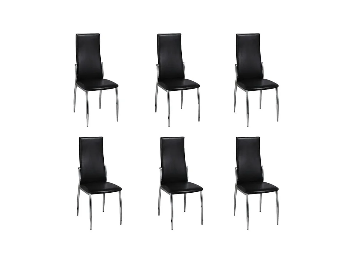 Chaises à manger lot de 6 noir similicuir