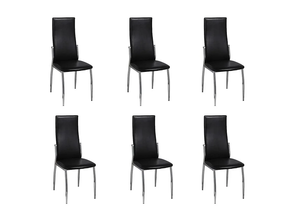 Chaises à manger lot de 6 noir similicuir