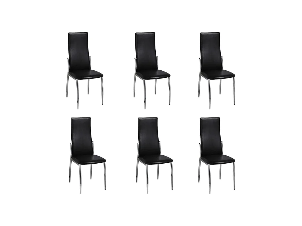 Chaises à manger lot de 6 noir similicuir
