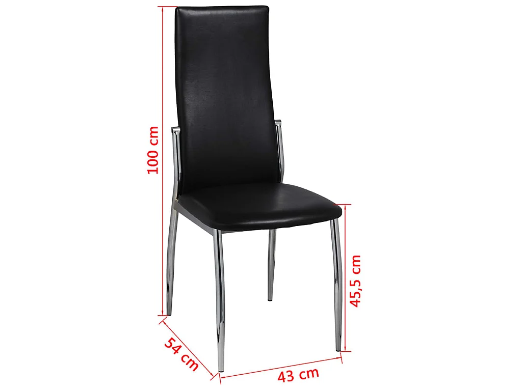 Chaises à manger lot de 6 noir similicuir