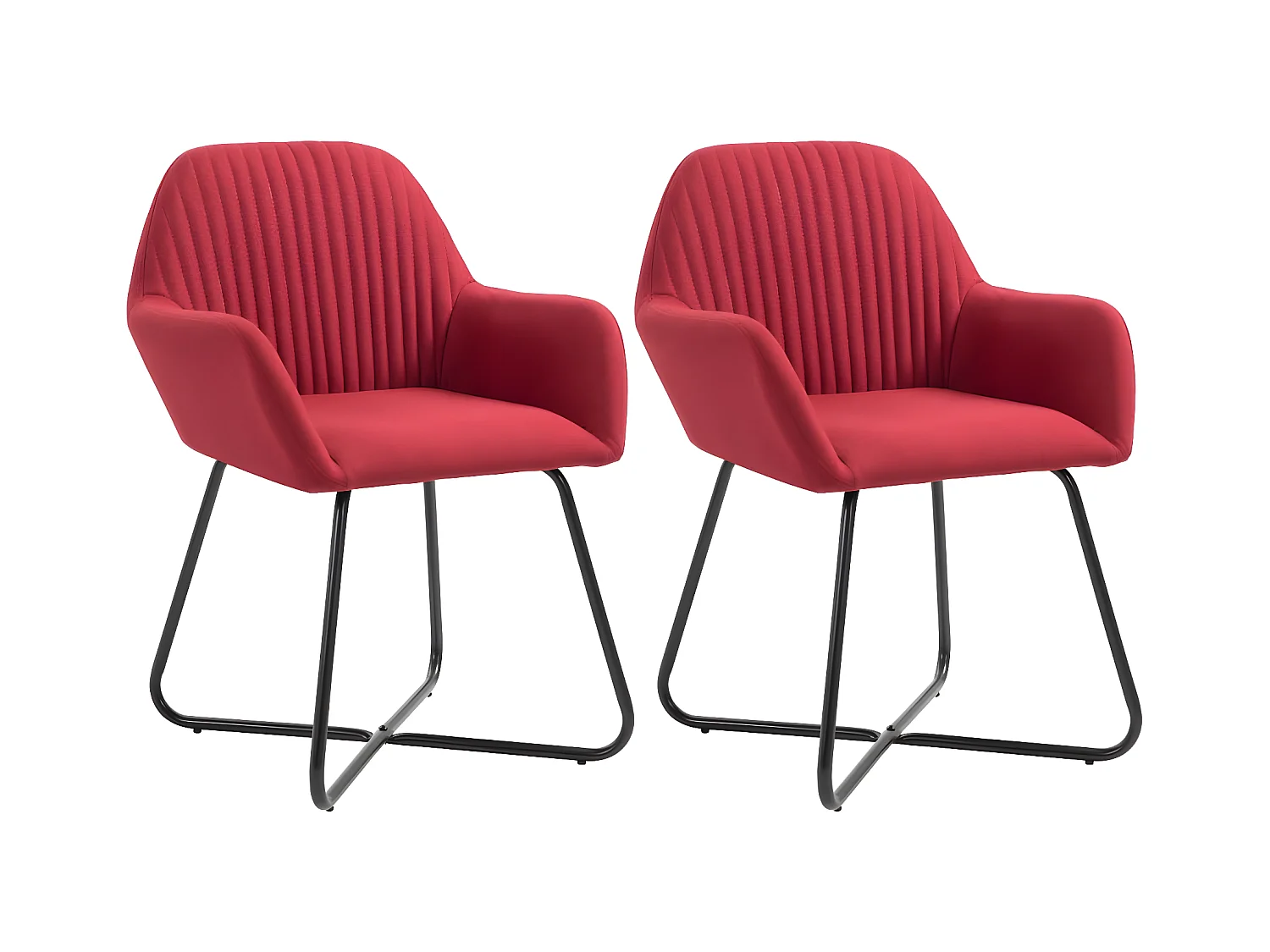 Chaises à manger lot de 2 rouge bordeaux tissu