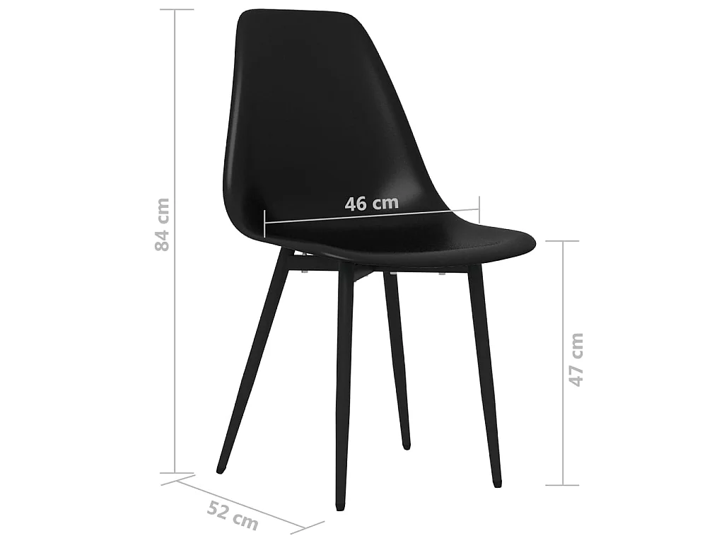 Chaises à manger lot de 6 noir PP