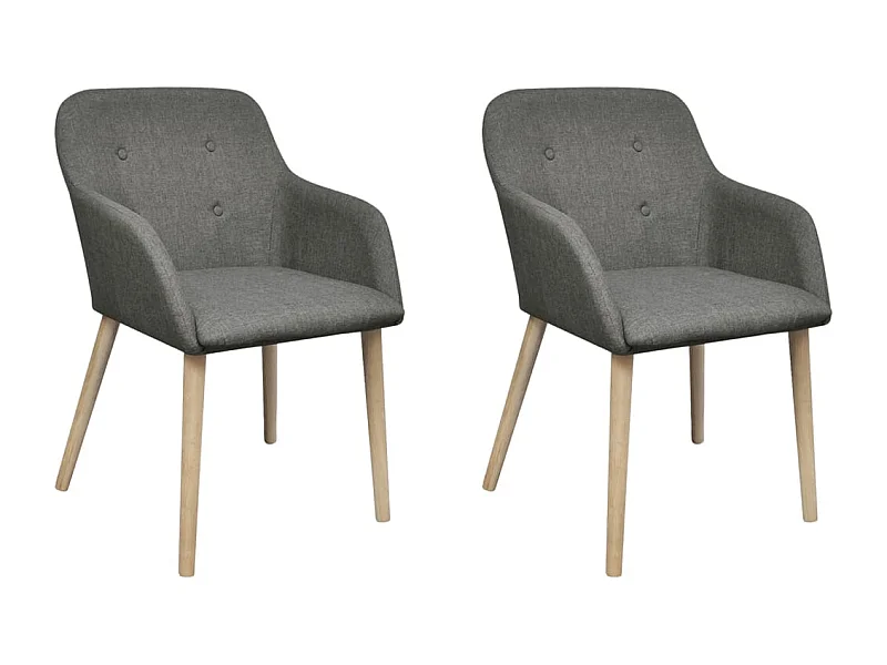 Cadeiras jantar 2 pcs tecido cinzento-claro e carvalho maciço