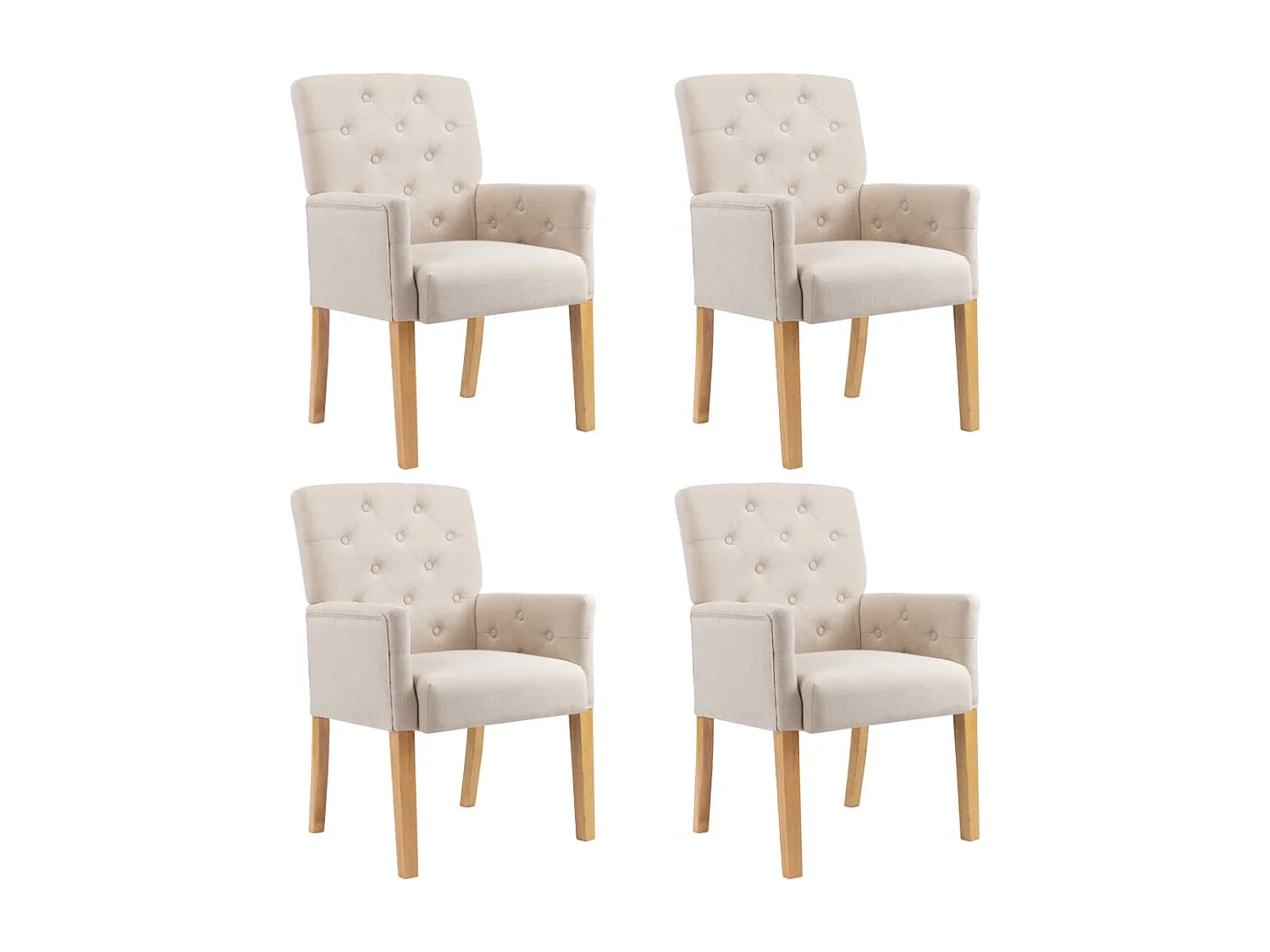 Chaises à manger avec accoudoirs lot de 4 beige tissu