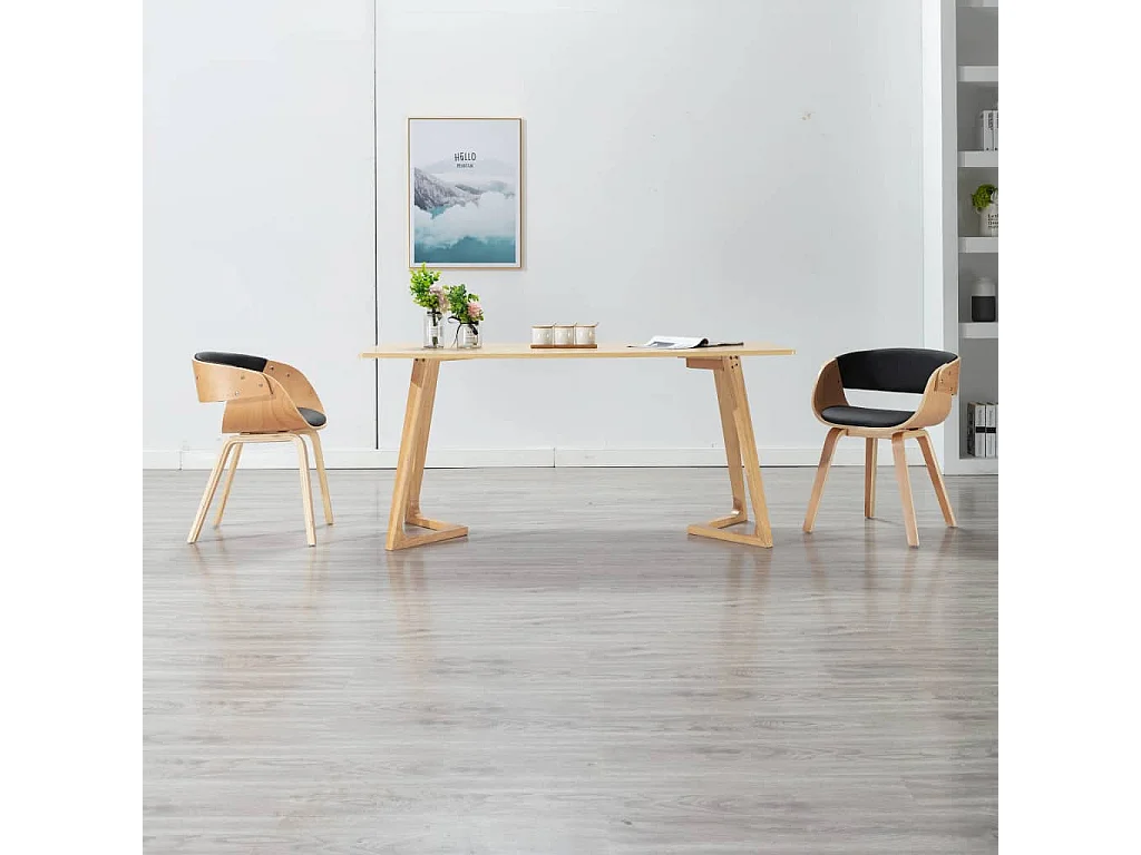 Sedie da Pranzo 2 pz Nere in Legno Curvato e Similpelle