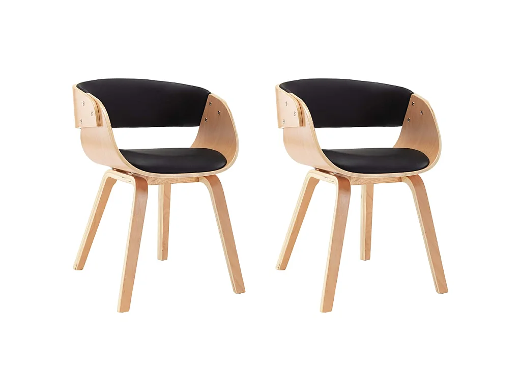 Sedie da Pranzo 2 pz Nere in Legno Curvato e Similpelle