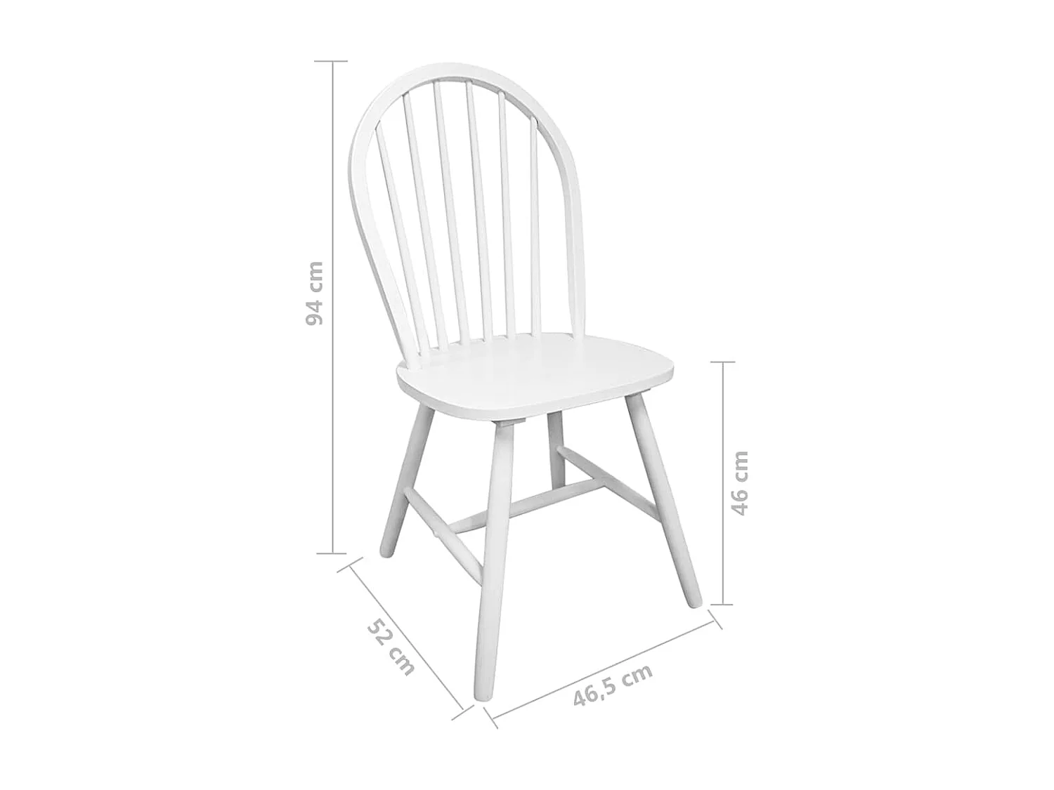 Chaises à manger lot de 4 blanc bois d'hévéa solide