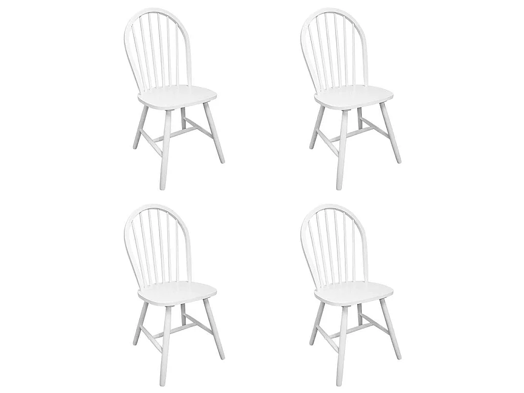 Esszimmerstühle 4 Stk. Weiß Massivholz Gummibaum