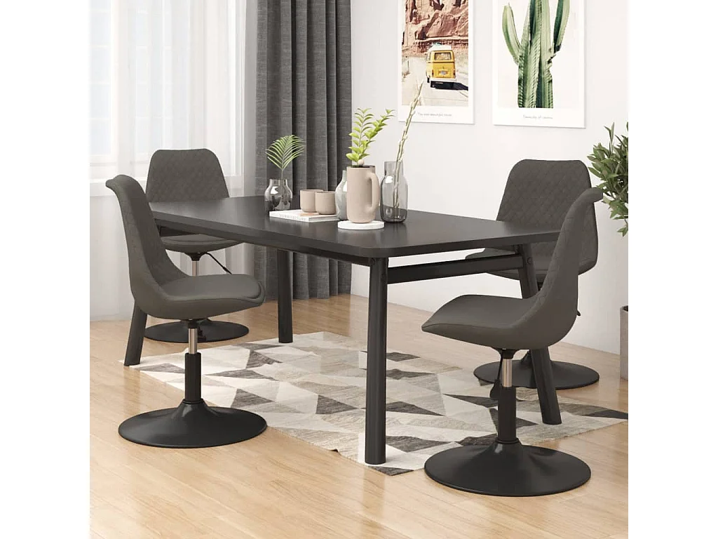 Chaises pivotantes à manger lot de 4 Gris foncé Velours