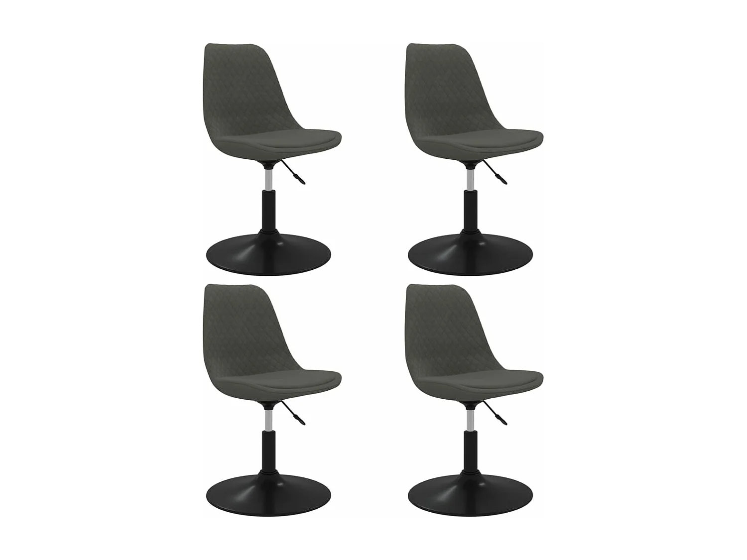 Chaises pivotantes à manger lot de 4 Gris foncé Velours