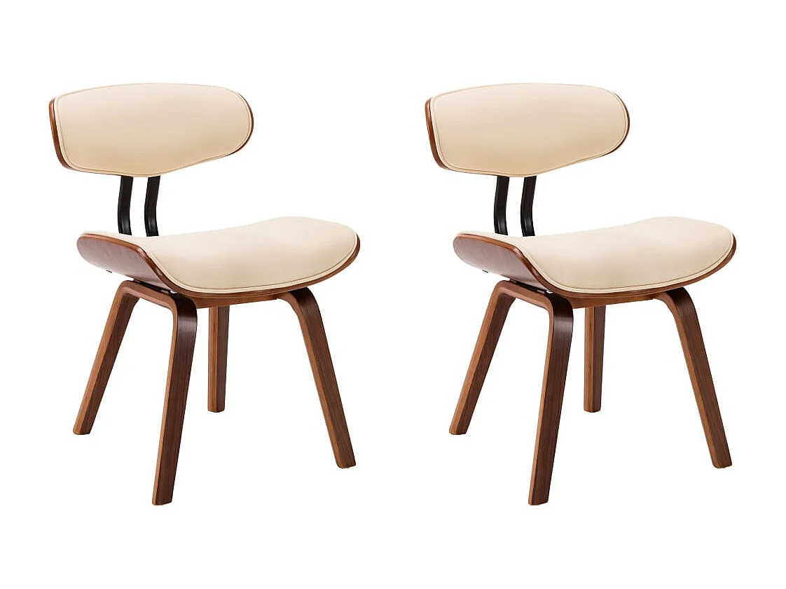 Chaises à manger lot de 2 crème bois courbé et similicuir