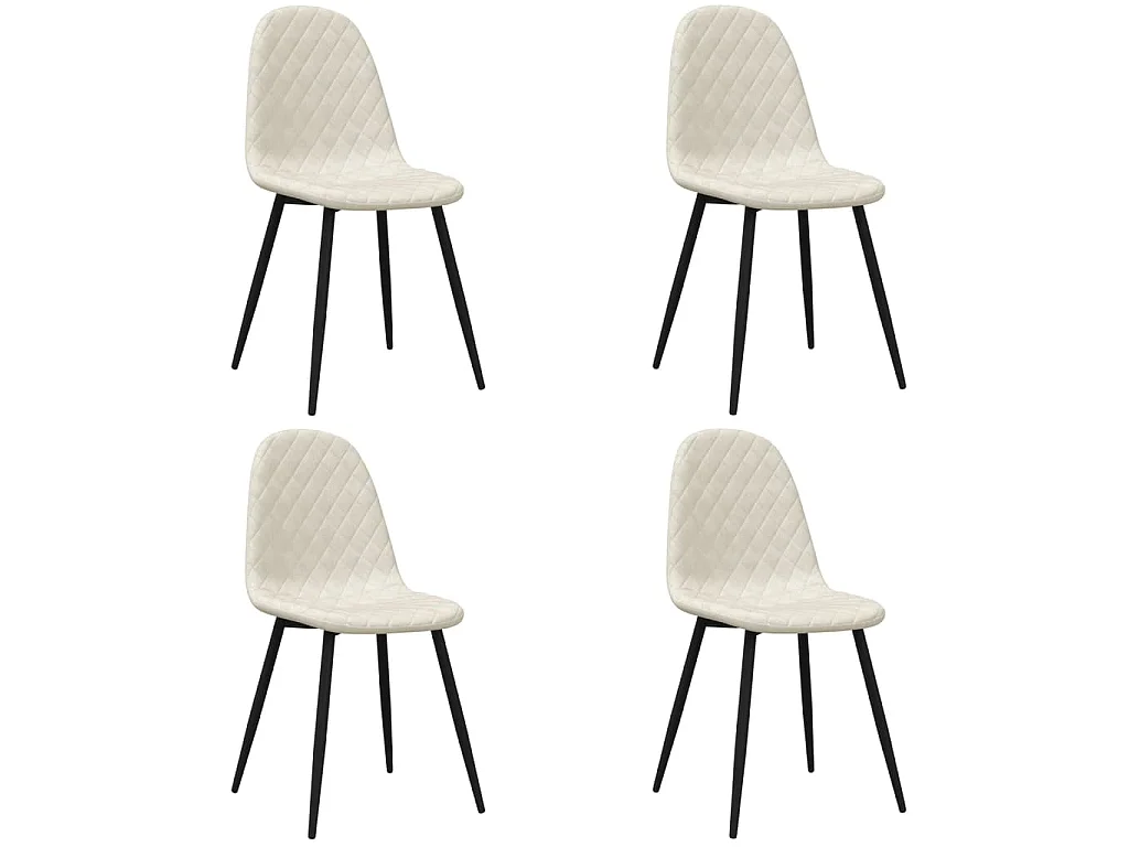 Eetkamerstoelen 4 st fluweel crèmewit