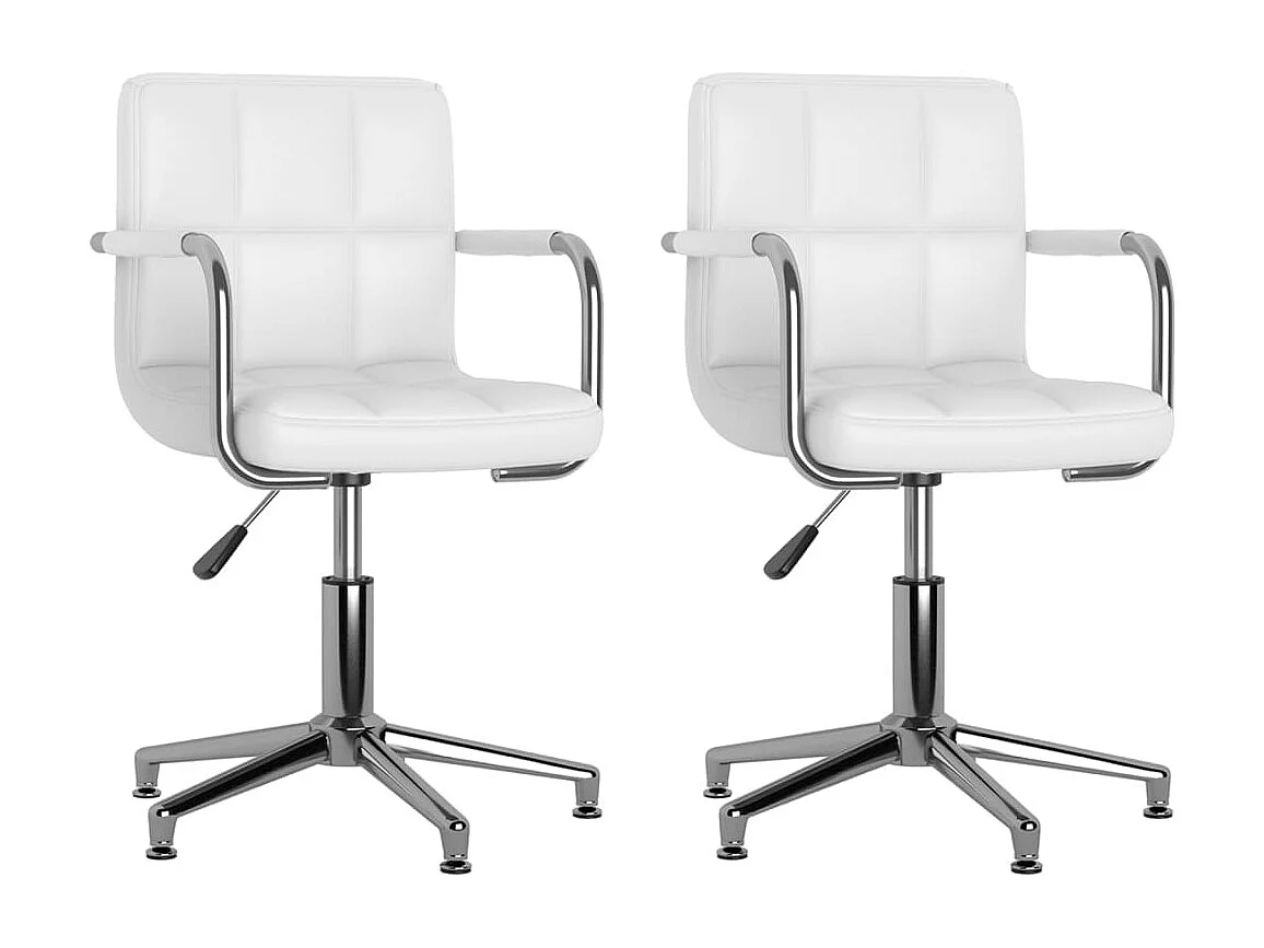 Chaises pivotantes à manger lot de 2 blanc similicuir
