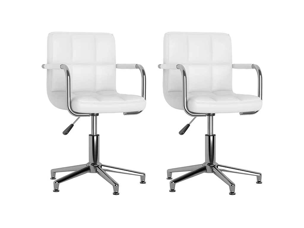 Cadeiras de jantar giratórias 2 pcs couro artificial branco