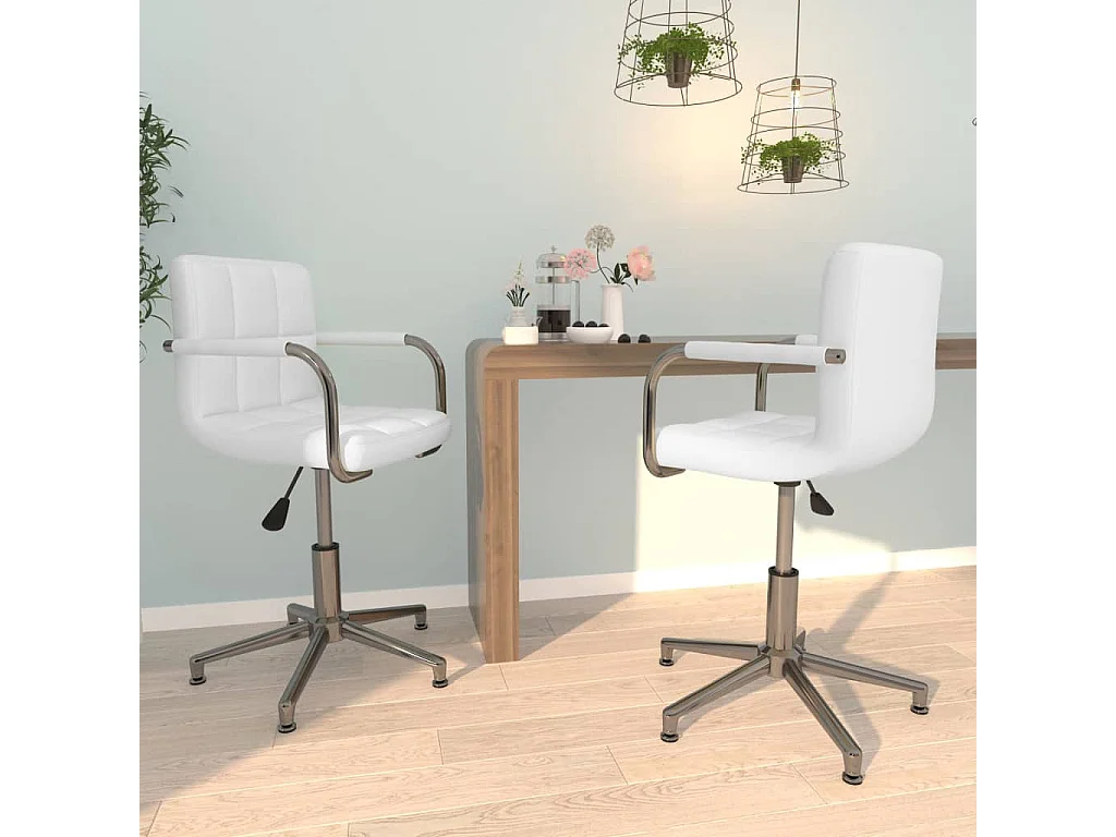 Cadeiras de jantar giratórias 2 pcs couro artificial branco