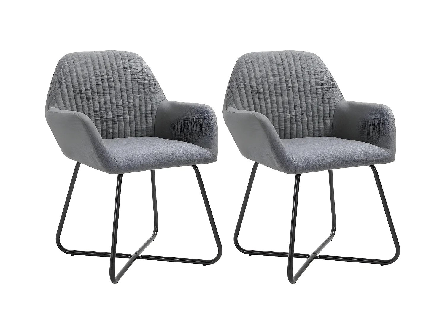 Chaises à manger lot de 2 gris foncé tissu