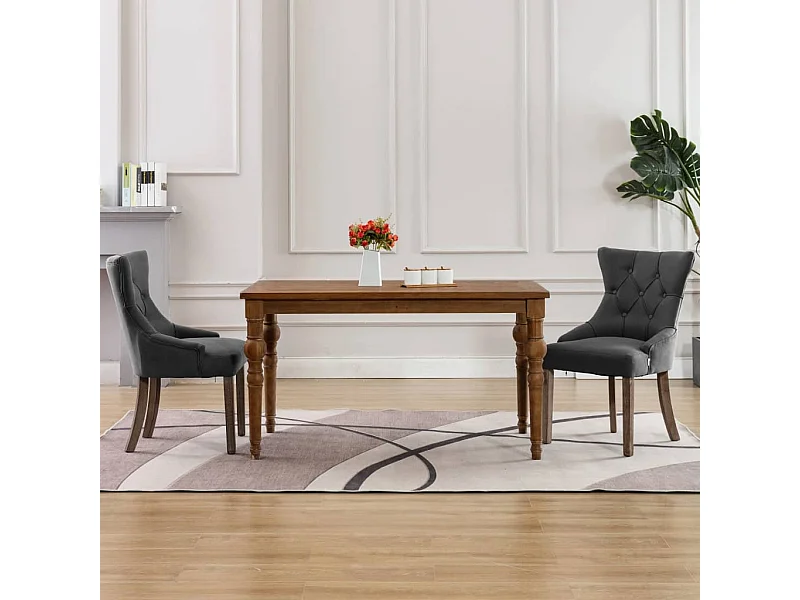 Eetkamerstoelen 2 st stof grijs