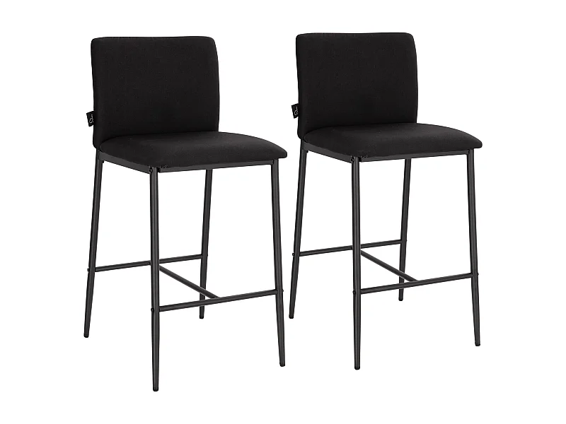 Lot de 2 tabourets de bar avec dossier et repose-pieds