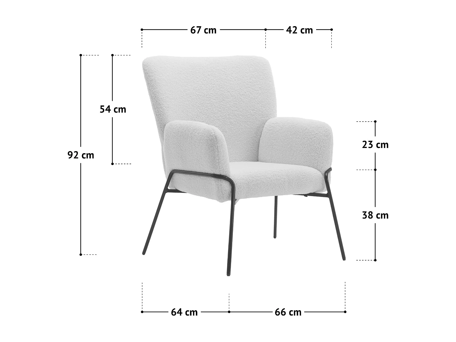 Chaise longue moderne avec accoudoirs