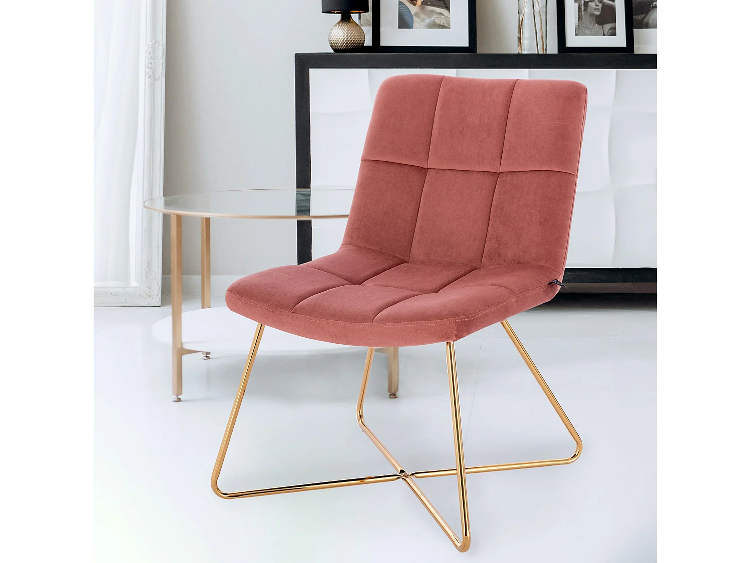 LOUNGESESSEL LYNN Samt Pink