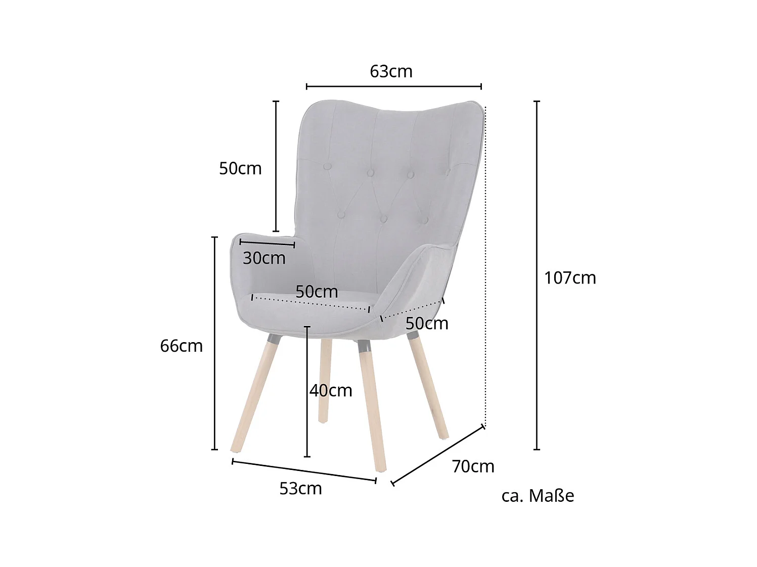 OHRENSESSEL CLEO Stoffbezug Dunkelgrau