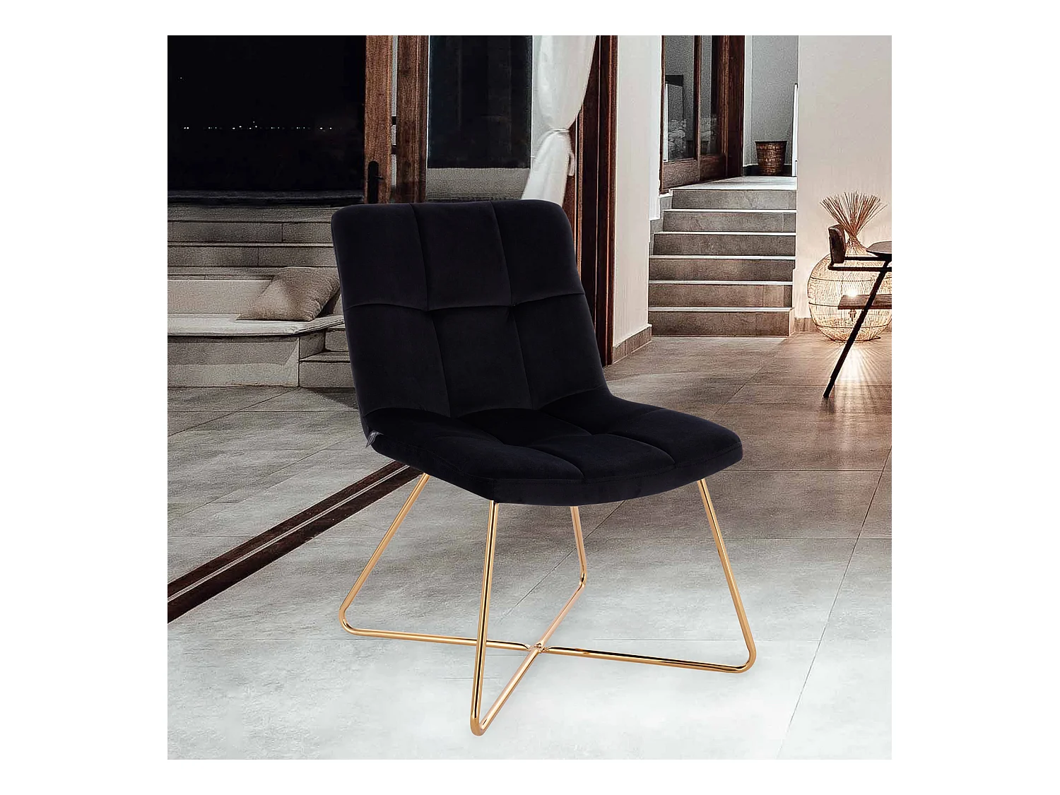 LOUNGESESSEL LYNN Samt Schwarz