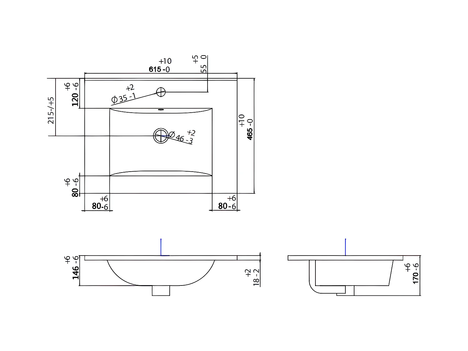 Ophængt stribet badmøbel med integreret kumme - Mat hvid - 60 cm - ZEVINI