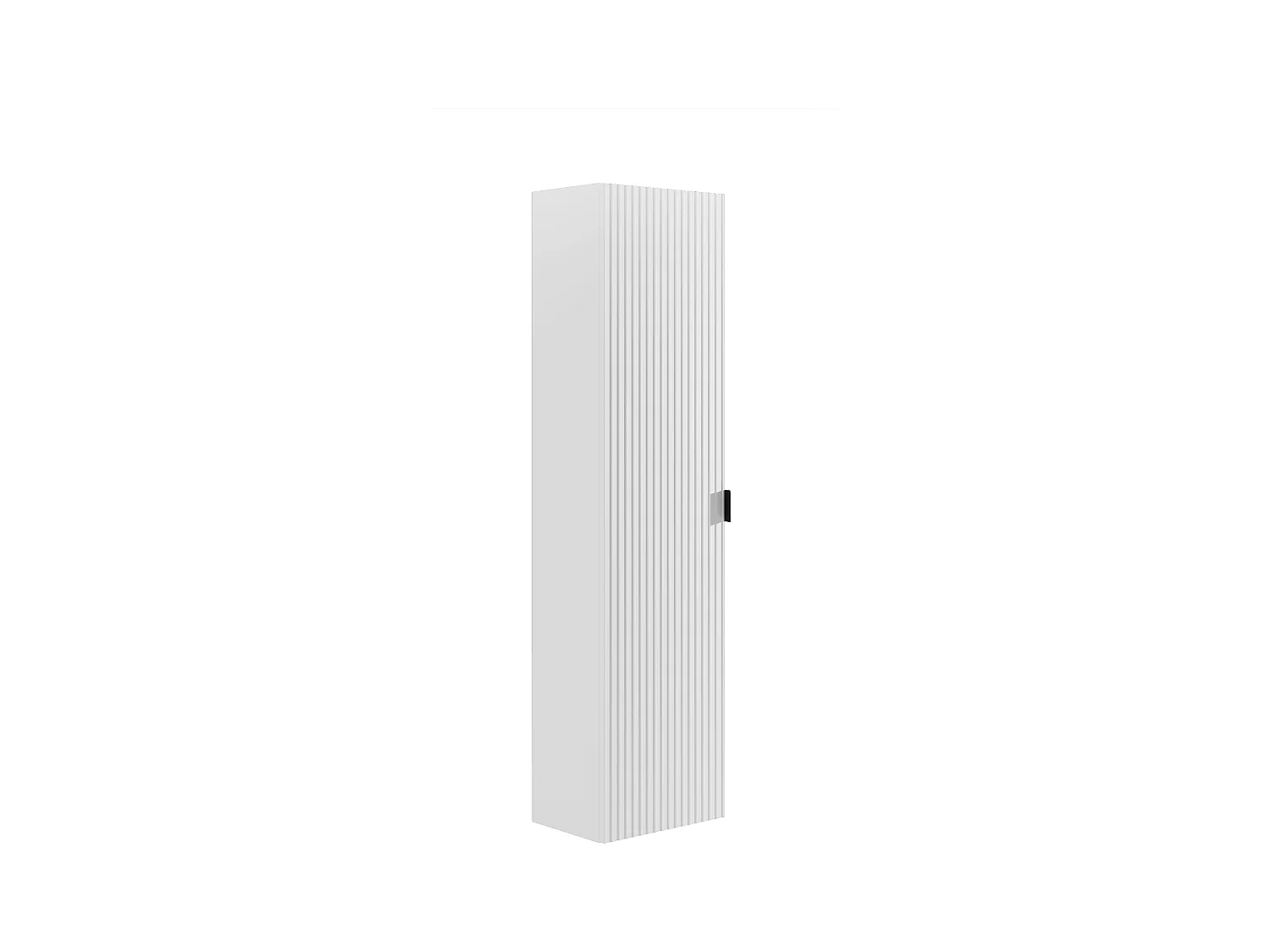 Waschbeckenunterschrank hängend mit Einbauwaschbecken & Badhochschrank - Streifenoptik - Weiß matt - 60 cm - ZEVINI