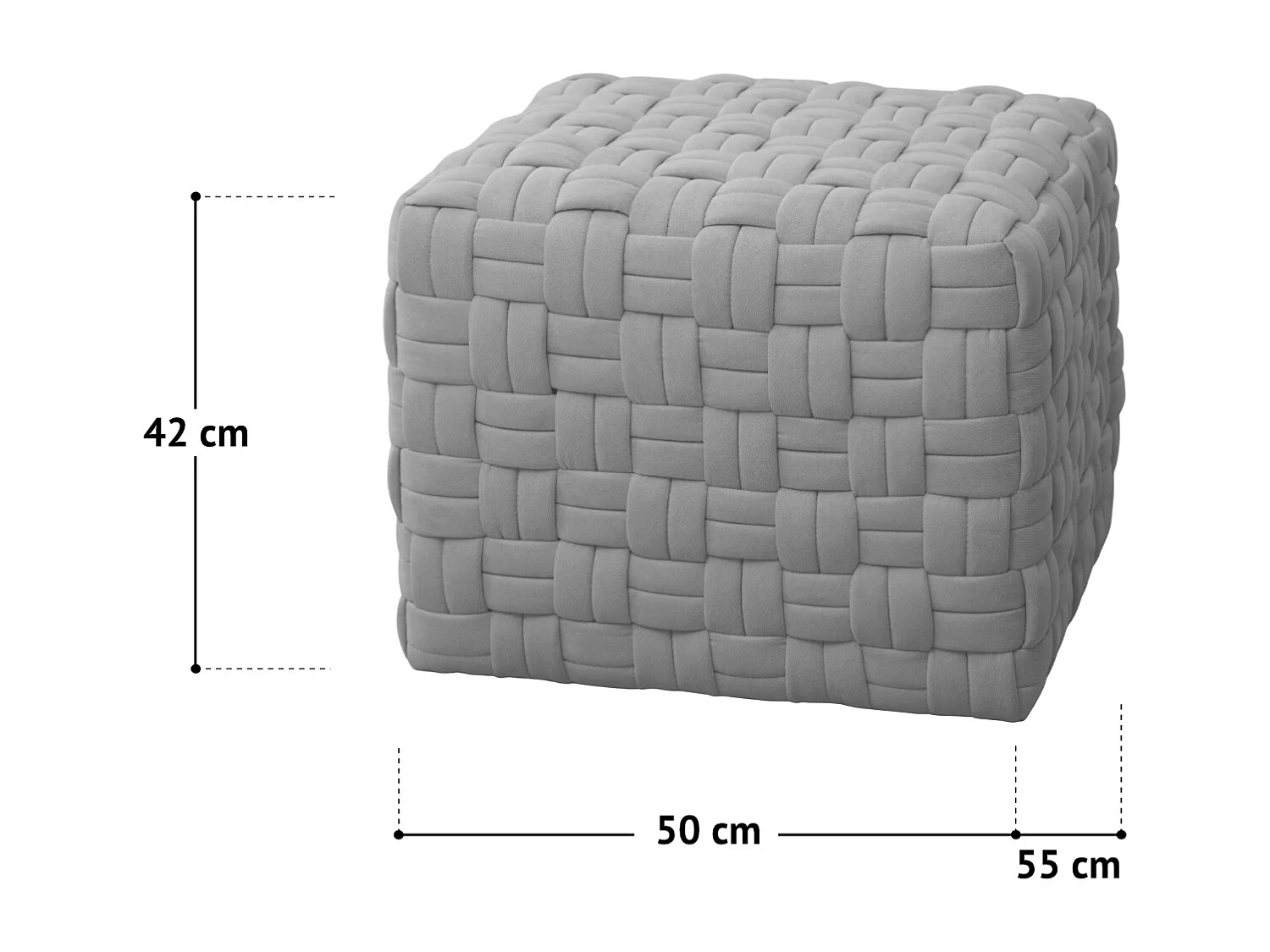 HOCKER POPPY Stoff Grau