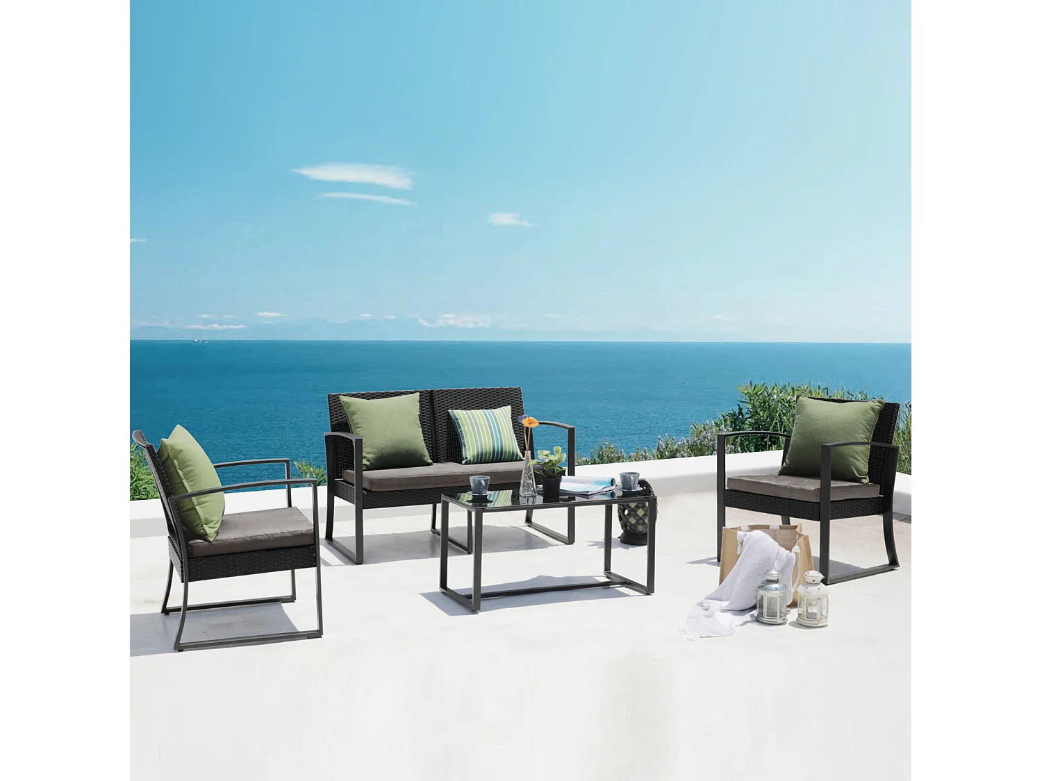 Ensemble de meubles de jardin en poly rotin