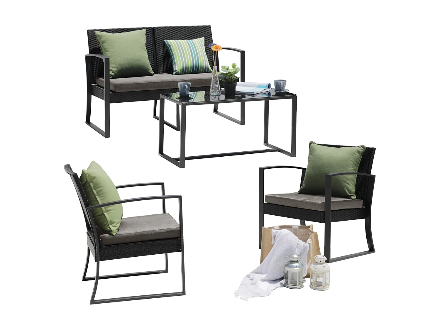 Ensemble de meubles de jardin en poly rotin