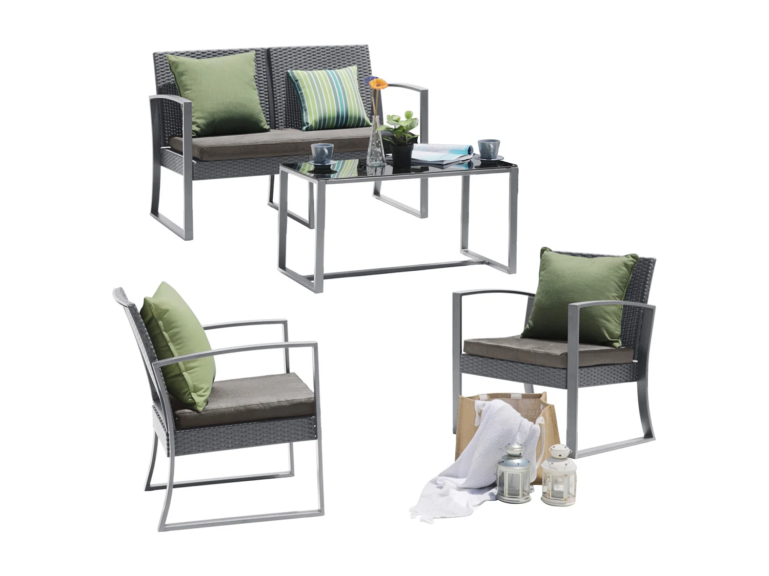 Ensemble de meubles de jardin en poly rotin