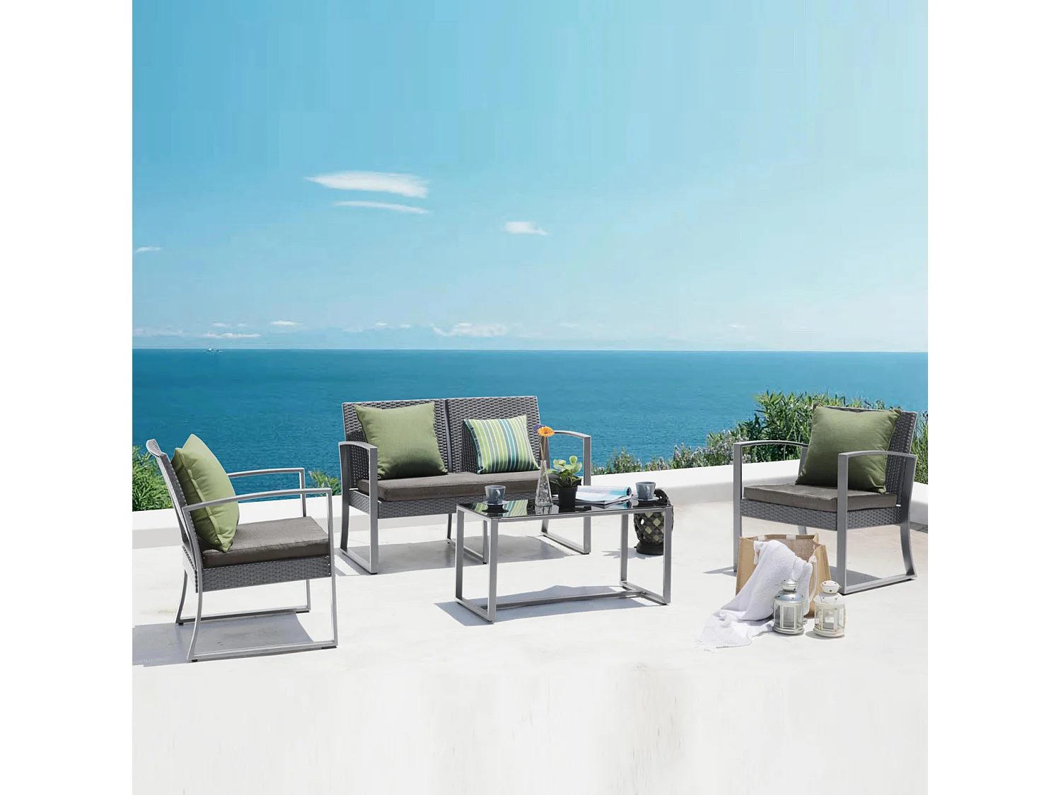 Ensemble de meubles de jardin en poly rotin