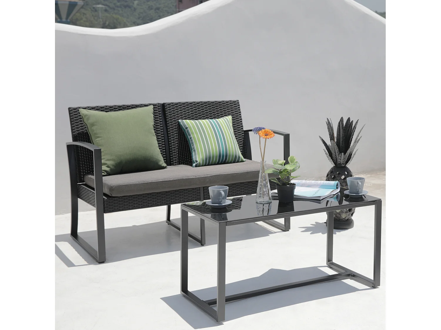 Ensemble de meubles de jardin en poly rotin