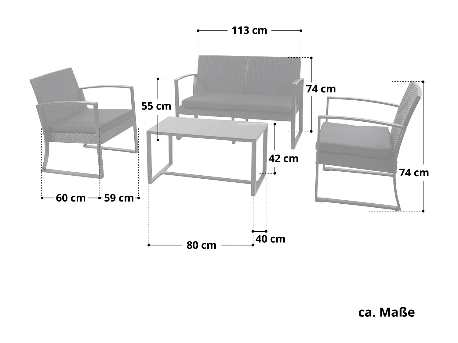Ensemble de meubles de jardin en poly rotin