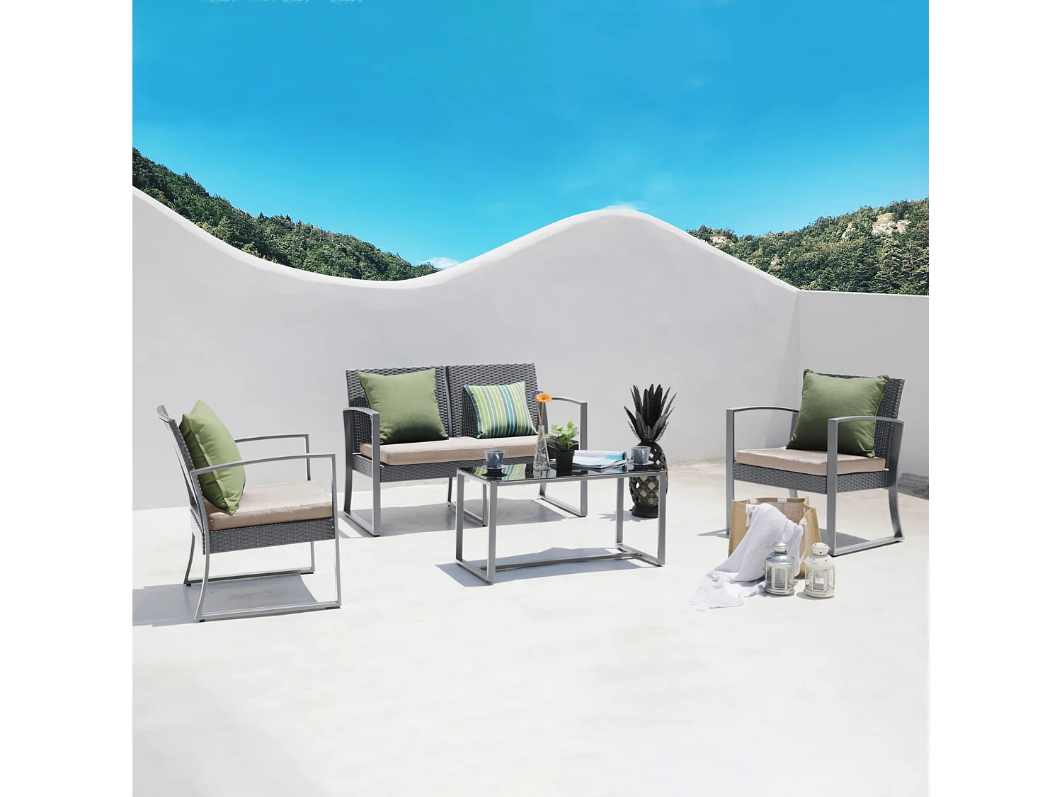 Ensemble de meubles de jardin en poly rotin