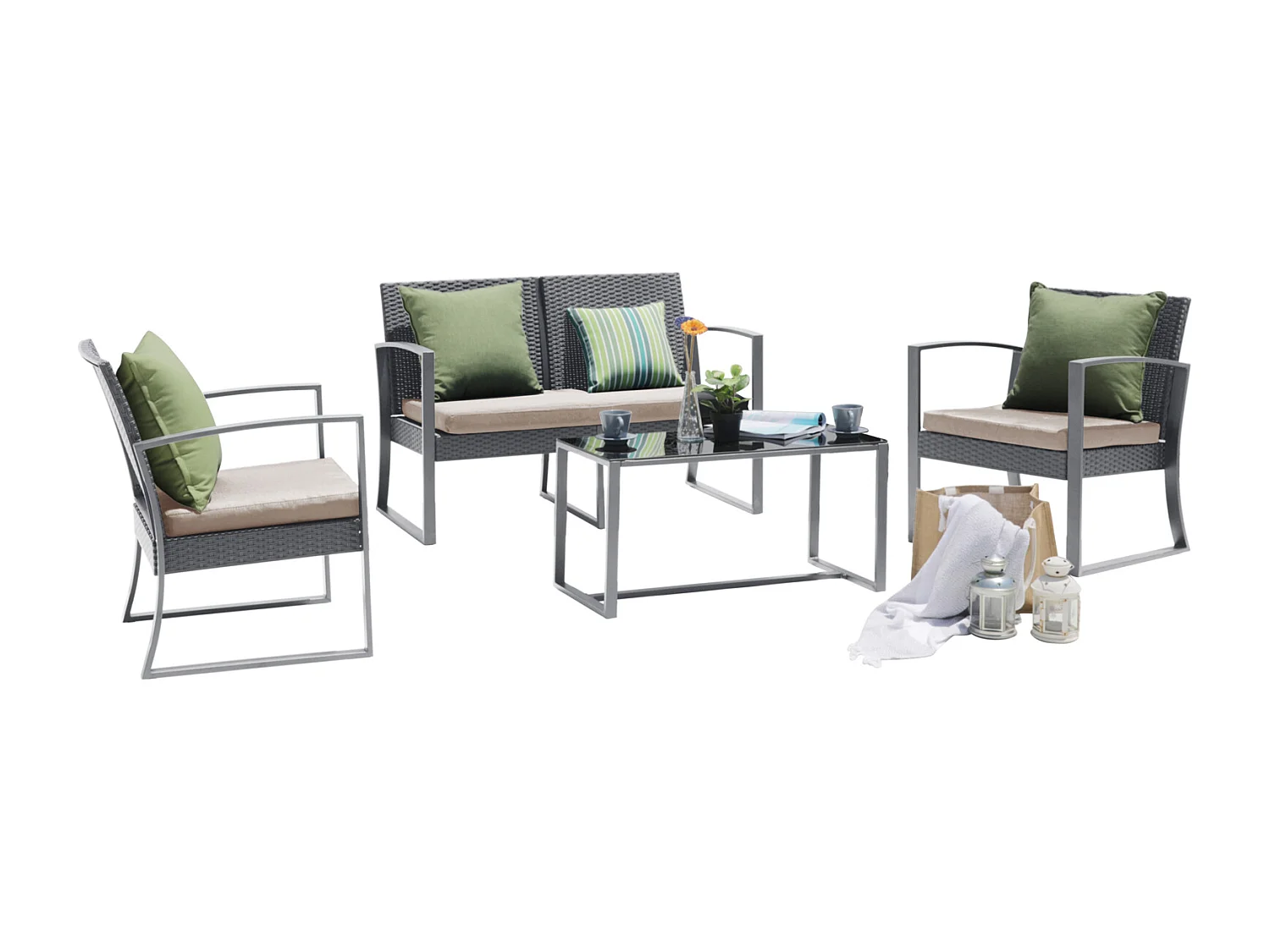 Ensemble de meubles de jardin en poly rotin