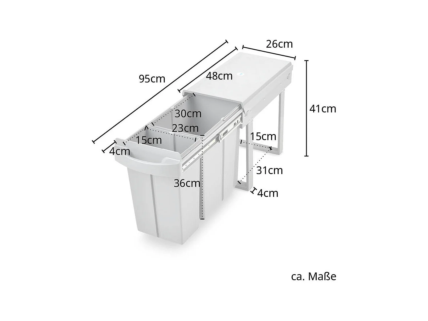 Poubelle encastrable 30L avec 2 compartiments