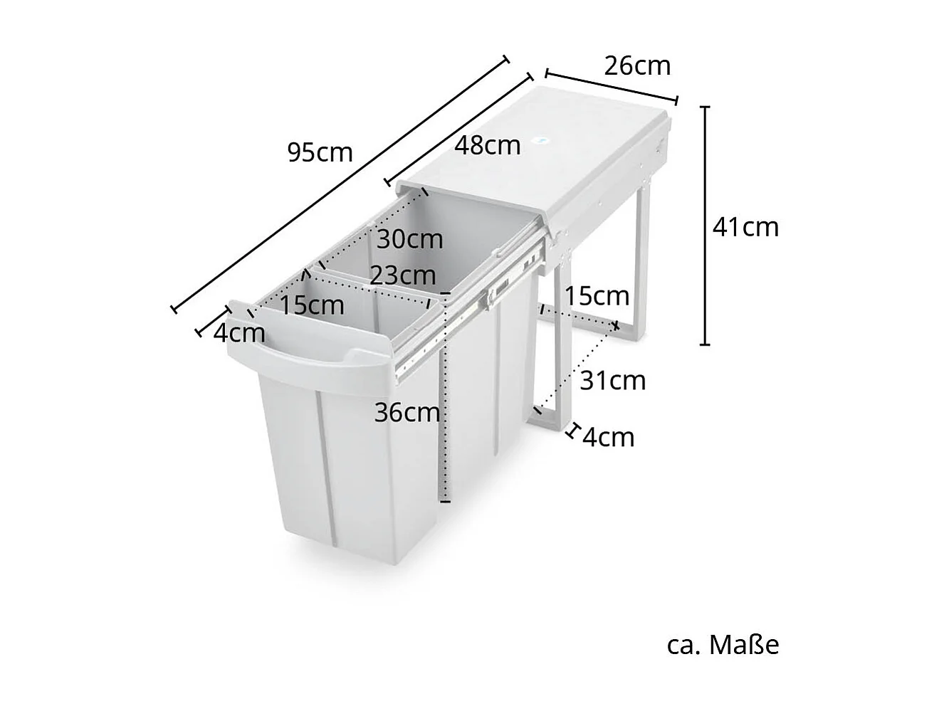 Poubelle encastrable 30L avec 2 compartiments